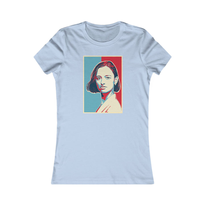 Iga Swiatek 2025 light blue women's t-shirt, featuring a flattering fit and bold leader graphic. Perfect for tennis fans who want style and comfort.